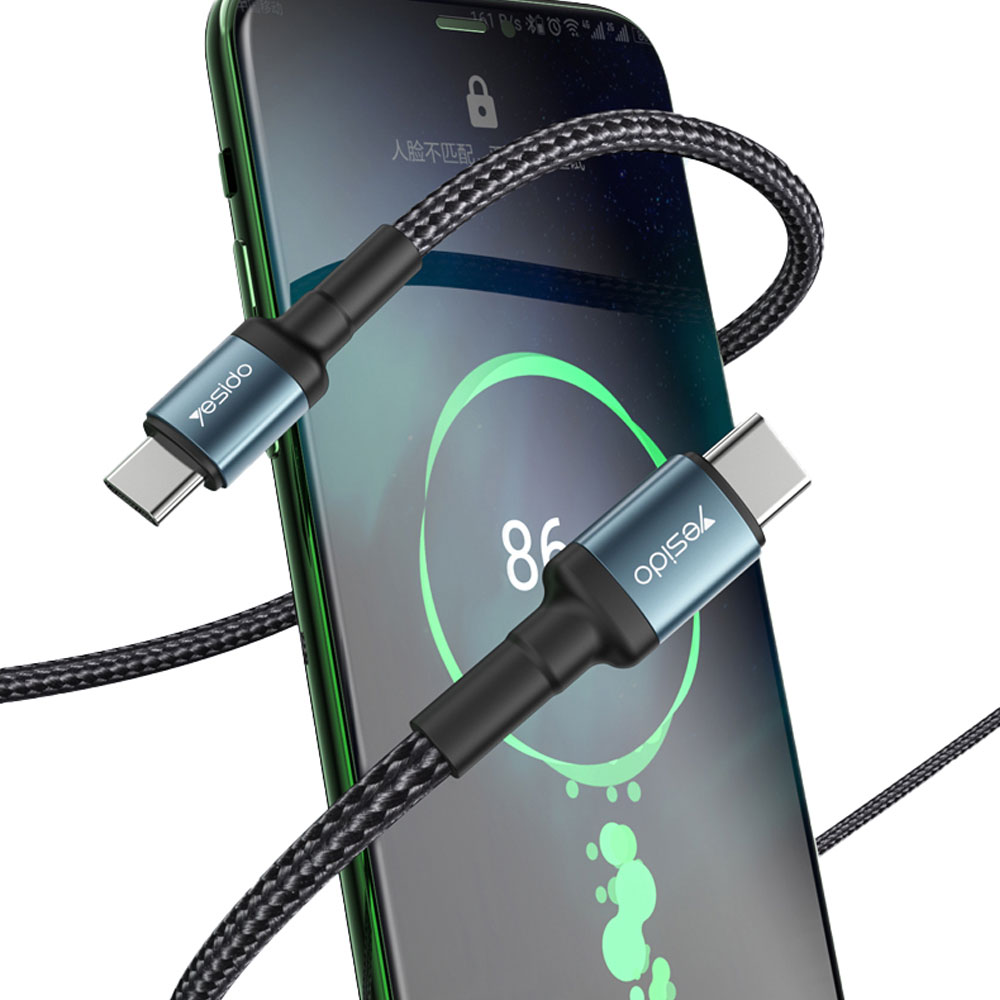 Кабел за телефон YESIDO USB Type-C към Type-C 120 см (max 60W) 480Mbps - Image 4